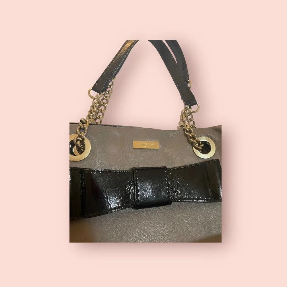 Kate Spade Bohochic  Elena Gray Black W/ Bowtie‎ Bag Vintage Purse